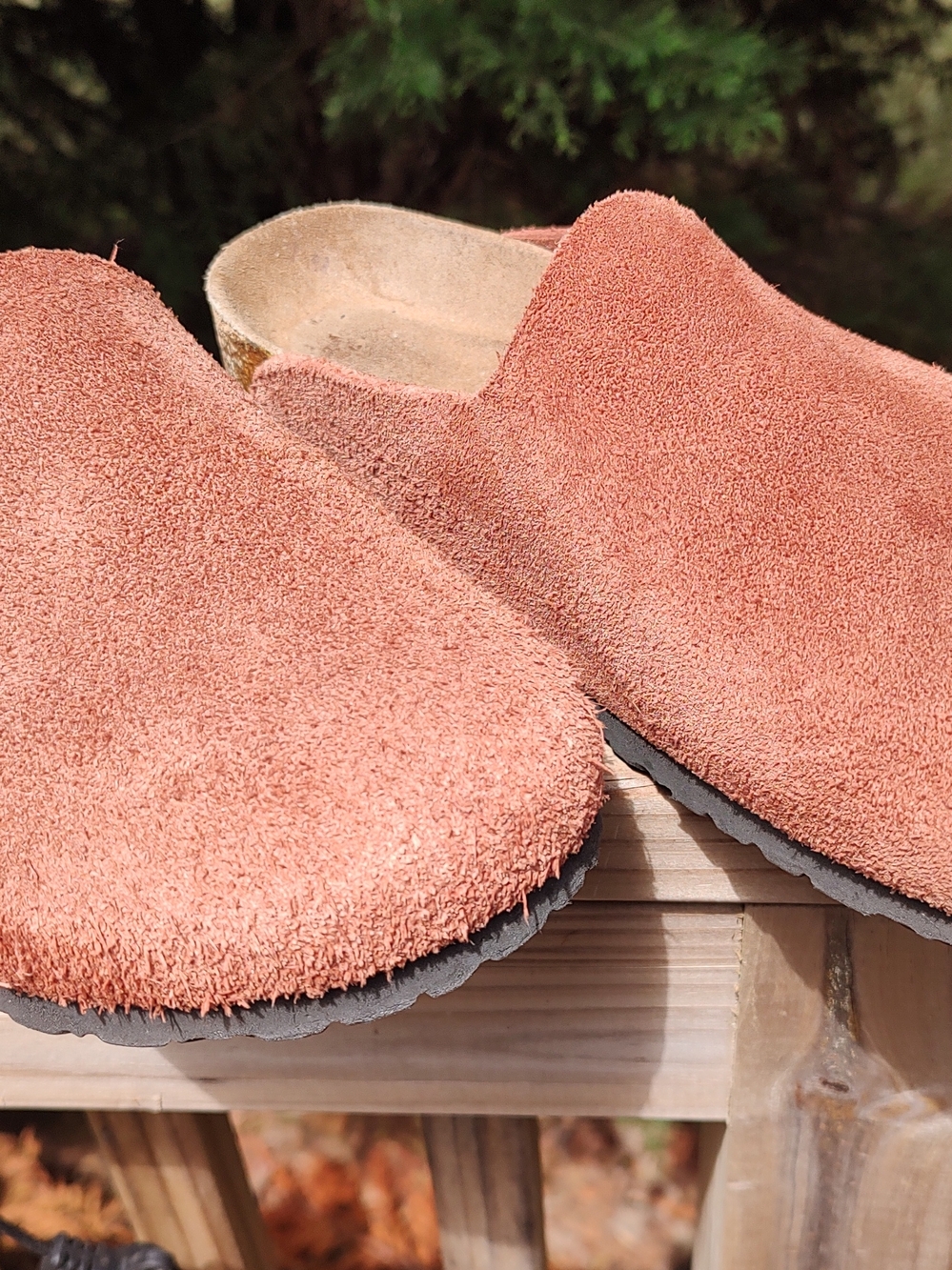 Birkenstock AMSTERDAM Dark Copper Brown Wool Felt Mules Orig $100 Sz 7.5 / 38